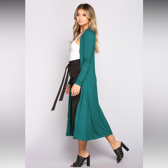 Fashion Nova Come Get It Bae Cardigan - Hunter Green - Picture 1 of 5